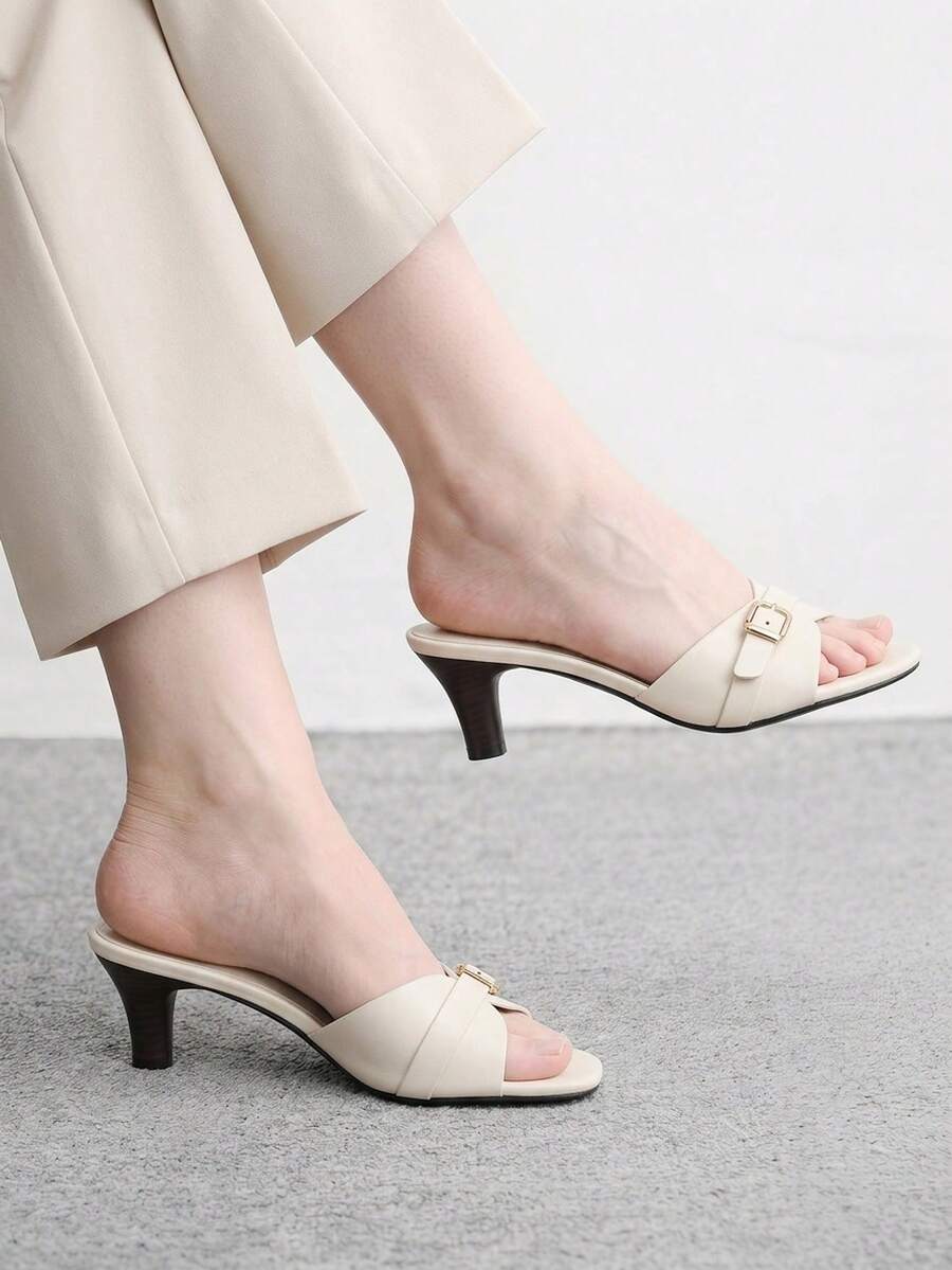 CUCCOO BIZCHIC Women Shoes Round Toe Beige Elegant Commuter High-Heeled Sandals, Spring And Summer Casual Wear Out And Wear Old Money Style Wear - Beige - View 1