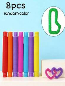 MINKOJA 10Pcs Colorful Pop Tubes Sensory Fidget Toys For Kids - Creative Stretch And Pull Pipes For Fine Motor Skills Development - Educational DIY STEM Toy Set - Multicolor - View 10