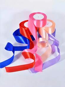 3pcs/Pack, 22m Long 4cm Wide Satin Ribbon, ForHoliday Gifts, Wedding Decor, DIY Crafts, Bows,Headbands, Back To School Valentine Day - Multicolor - View 10