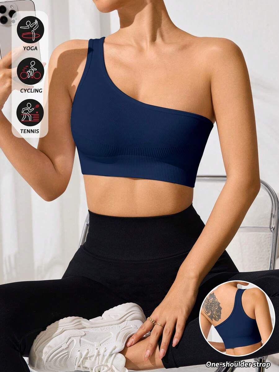 SHEIN Dewbera 女款素色單肩休閒百搭日常旅行運動T恤 - Iron Gray - 查看 1