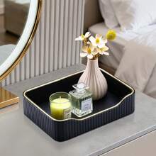 PU Leather Tray Desktop Organizer - Remote Control Holder & Catchall Tray, Suitable For Vanity, Skincare Display, Lipstick Rack, Bathroom Countertop, Decorative Tray For Miscellaneous, Cosmetics, Phone, Wallet, Tableware,Room Decor - Multicolor - View 8