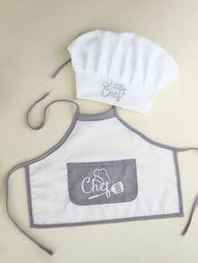 SHEIN Newborn Photography Outfits Baby Boy White Chef Hat And Apron Set Infant Photoshoot Props 1 Month And 100 Days Baby Photo Props Fall Winter - Multicolor - View 5