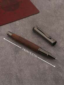 1PC Wooden Rollerball Pen – Wenge Wood Gray Business Office Writing Signature Ballpoint Pen, Smooth Glide, Comfortable Grip, Professional Executive Gift For Work, Home, School - Grey - View 3
