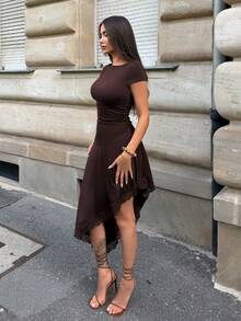 Women Long Dresses - Brown - View 4