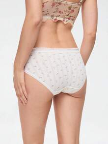 Bonmuse 5pcs/Set Korean Style Lace Pastoral Floral Macaron Color Sweet Cotton Women's Triangle Panties - Multicolor - View 3