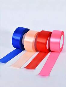 3pcs/Pack, 22m Long 4cm Wide Satin Ribbon, ForHoliday Gifts, Wedding Decor, DIY Crafts, Bows,Headbands, Back To School Valentine Day - Multicolor - View 3