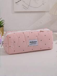 Korean Style Polka Dot Pencil Case, Minimalist Stationery Storage Pouch With Zipper, Portable Lightweight Pen Bag For Office Work, Travel & Daily Use, Cute Desk Organizer - Multicolor - View 12