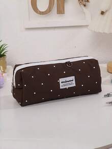 Korean Style Polka Dot Pencil Case, Minimalist Stationery Storage Pouch With Zipper, Portable Lightweight Pen Bag For Office Work, Travel & Daily Use, Cute Desk Organizer - Multicolor - View 6