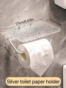 Tempat Tisu Toilet dengan Dudukan Ponsel – Rak Gulungan Tisu Stainless Steel untuk Pemasangan Dinding dengan Perekat atau Sekrup, Organizer Dekoratif Kamar Mandi untuk Ponsel, Desain Modern Anti Karat - MultiWarna - View 7