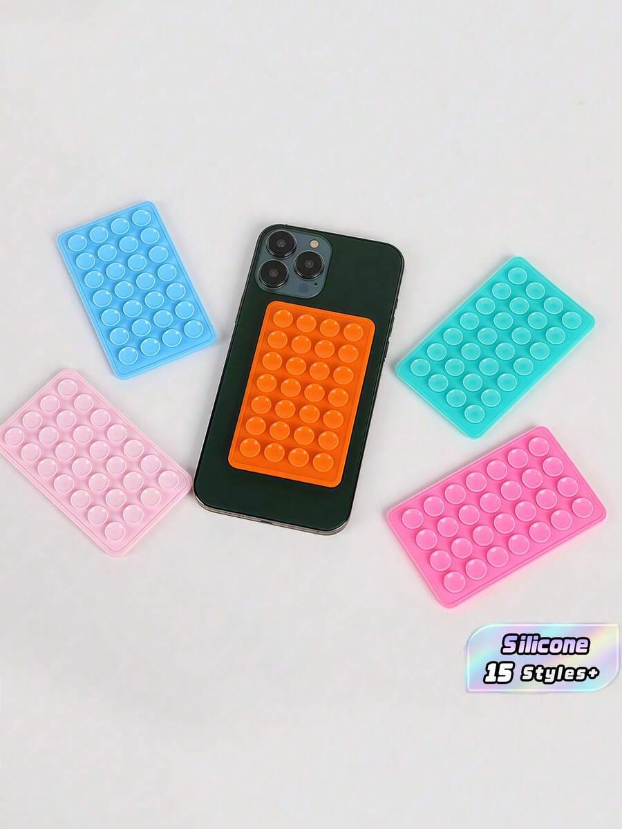 1pc Double-Sided Silicone Suction Phone Holder – Reusable Washable Pad, Strong Non-Slip Grip, No Glue Residue For Car/Desk/Mirror - Multicolor - View 1