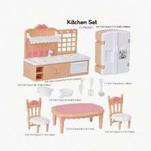 Set di mobili per casa delle bambole in scala 1:12, inclusi modelli in miniatura di soggiorno, cucina, camera da letto e bagno, giocattoli in plastica adatti per ragazze dai 3 agli 8 anni - serie di giochi di ruolo per la gestione della casa, cucina per bambole, bambola, giocattolo per bambole - Multicolore - Visualizzare 10