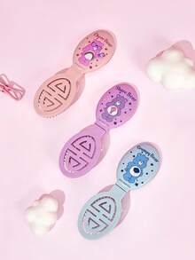 Care Bear X Joivida 1 Pc 2-In-1 Folding Comb With Mirror With Adorable Pattern, ABS Material, Pocket-Size Compact Build, Gentle Detangling Action, Travel Essential Daily Use, For Women, Gentle - Multicolor - View 3