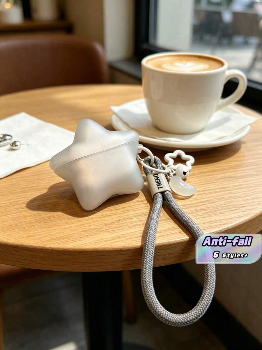Ốp bảo vệ silicone INS phiên bản Hàn Quốc chính gốc màu xám bạc họa tiết ngôi sao, tương thích với Apple thế hệ 4, Apple Pro thế hệ 1/2/3, unisex, phát sáng trong bóng tối - Xám - Xem 1