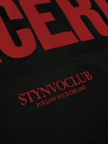 STYNVO 男士字母印花上衣與短褲休閒日常穿搭套裝 - 黑色 - 查看 6
