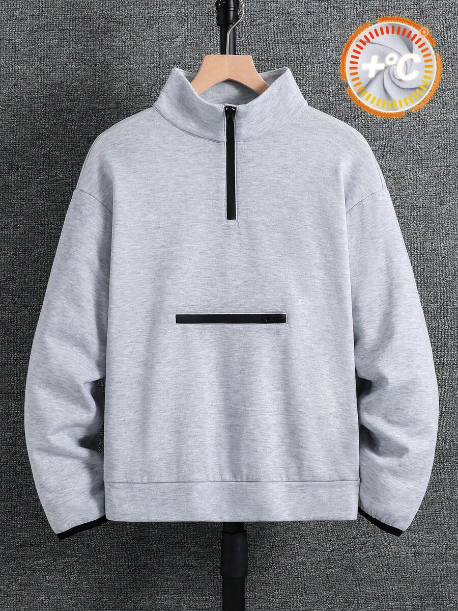 SHEIN 青少年男孩休閒舒適百搭寬鬆立領拼色拉鍊夾克外套 - 彩色 - 查看 1