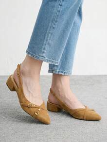 CUCCOO BIZCHIC Nuevo Diseño de Bailarinas Minimalistas de Punta Estilo Conmutador Elegantes, Adecuadas para Navidad y Uso en Primavera - Albaricoque oscuro. - Ver 4