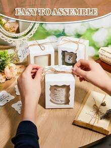 20PCS Clear Window Kraft Paper Sturdy Transparent Reusable Gift Boxes With Jute Tags Twine For Christmas Wedding Birthday Party Favors Jewelry Showcase Packaging Supplies - multicolor - View 7