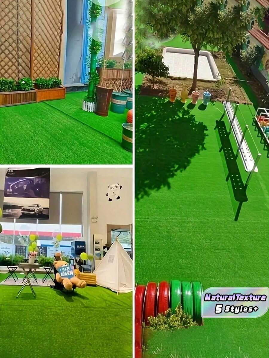 1PC Large Size Artificial Grass Realistic Texture Like Natural Gift Create Holiday Vibe Countryside Outdoor Lawn Mat For Patio Balcony Backyard - Green - View 1