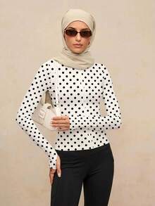 Activina Women's Versatile Fashion Polka Dot Print Zipper Long Sleeve Sports Jacket - Multicolor - View 7