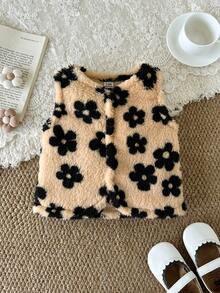 SHEIN Playful Pals 女嬰豹紋雙面抓絨舒適百搭休閒夾克 - 彩色 - 查看 3