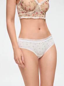 Bonmuse 5pcs/Set Korean Style Lace Pastoral Floral Macaron Color Sweet Cotton Women's Triangle Panties - Multicolor - View 8