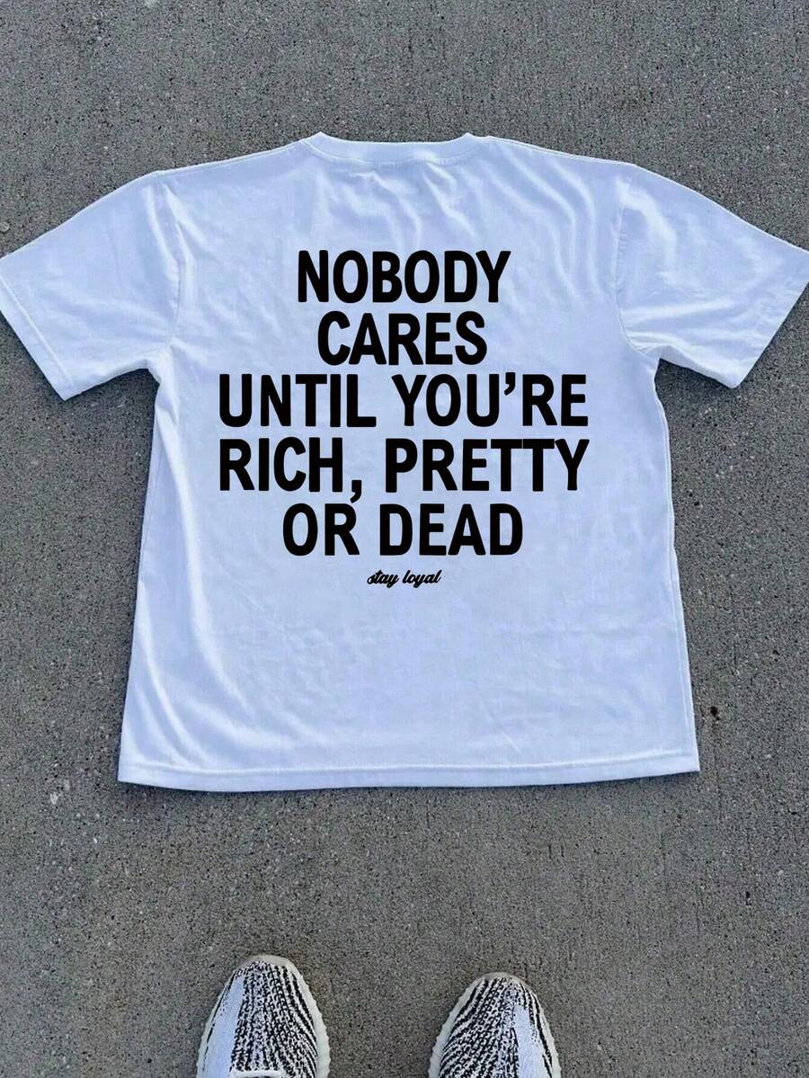 IslaSuriya Men's Plus Size Summer Casual Slogan Print T-Shirt - White - View 1