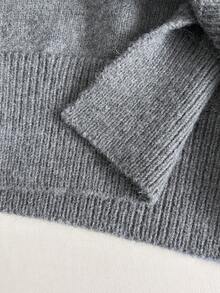 GlowEve Cardigan Wanita Asimetris Kancing Diagonal Depan Lengan Panjang dengan Hem Bergaris, Modis, Kasual, Serbaguna, Cocok untuk Kantor, Warna Abu-abu, Musim Gugur - Grey - View 5