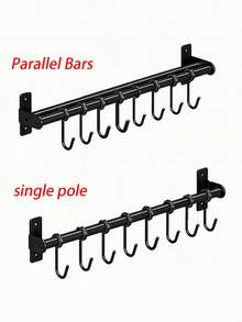 1 pieza Gancho de cocina montado en la pared sin perforación, estante multifuncional para almacenar utensilios de cocina del hogar. - Negro - Ver 5