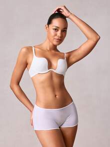 Veilyse Sujetador con aro y tirantes ajustables de color sólido, lencería para el verano - Blanco - Ver 3