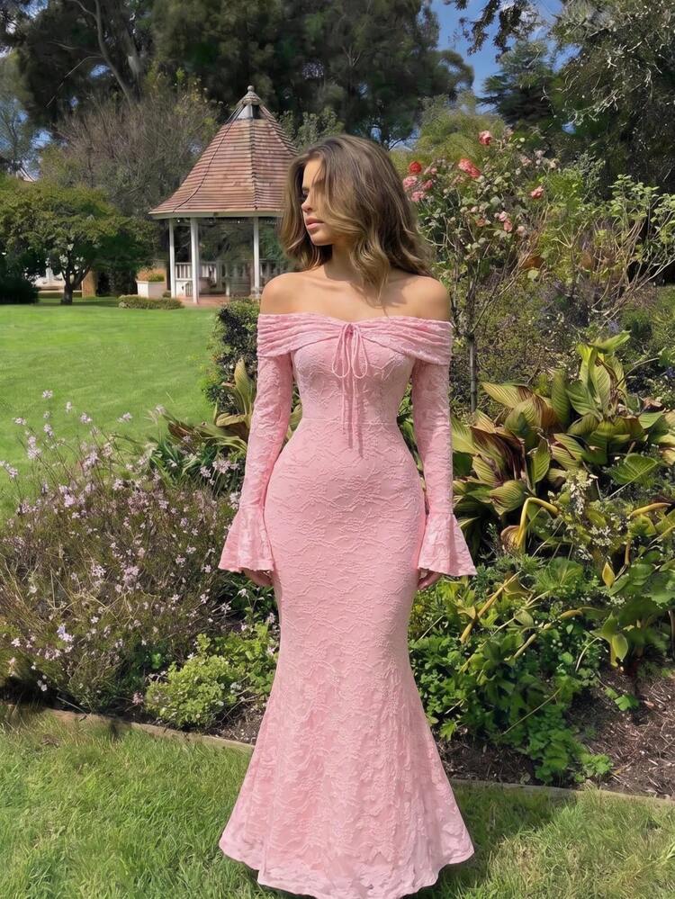 new year's bodycon dress Skyraze Women Off Shoulder Long Sleeve Front Tie Dress,New Years Year Party Dress,Valentine's Day,Pastel Dresses For Wedding Guest 5-Pocket Chino Pants Black Vday COLOR:AMETHYST You need this strapless