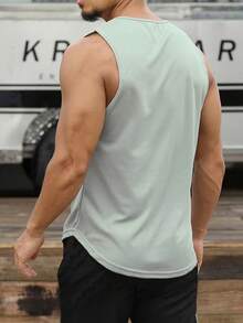 Gym Rark 男友风男士纯色运动背心，健身上衣，全息图案，无袖，透气轻盈。 - 灰色 - 查看 3