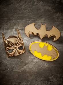 BATMAN X SHEIN 3件組時尚黑色鋅合金胸針別針套組，包包吊飾裝飾品，適合作為禮物、收藏品、紀念品 - 混色 - 查看 2