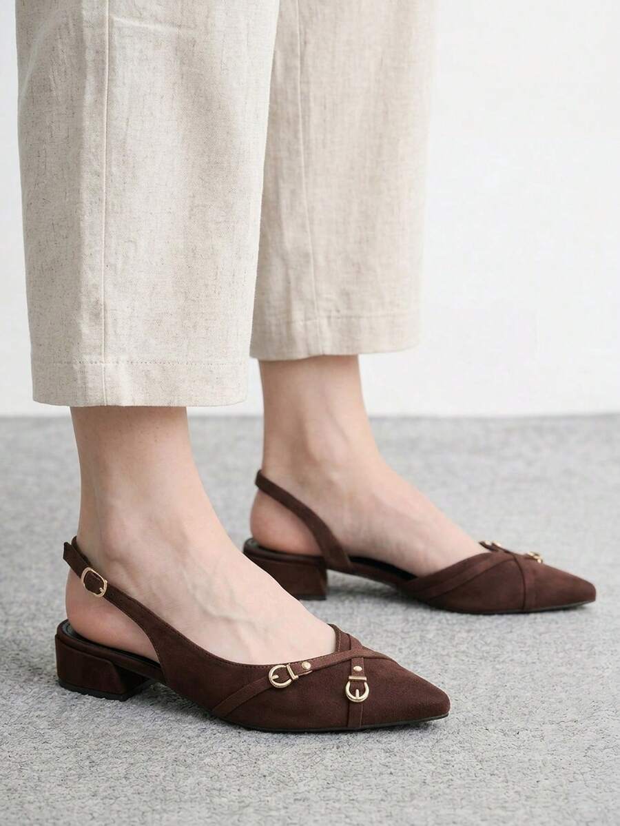 CUCCOO BIZCHIC New Design Pointed Minimalist Commuter Style Stylish Flats, Suitable For Christmas And Spring Wear - Dark coffee brown.. - View 1