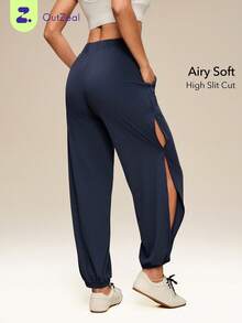 OutZeal Women Sports Pants Hiking Travel High Waist Mesh Panel Athletic Joggers Spring Summer - Navy Blue - View 1