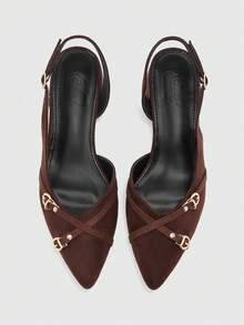 CUCCOO BIZCHIC New Design Pointed Minimalist Commuter Style Stylish Flats, Suitable For Christmas And Spring Wear - Dark coffee brown.. - View 2