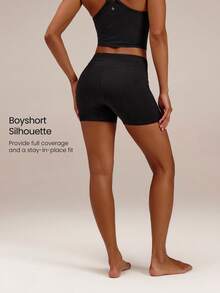 GLOWMODE Cotton Blend Keep It Confident Leakproof High-Rise Period Boyshort Underwear With 5-Layer Absorbent Gusset Menstruation Post-Partum Daily Casual Wear - Black - View 5