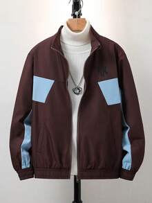 SHEIN Kids Tween Boy Casual Sports Baseball Jacket Long Sleeve, Suitable For Autumn/Winter - Multicolor - View 3