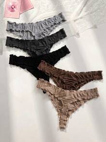 PetitDoll Set de 5 tangas con volantes y rayas en estilo casual - Multicolor - Ver 2