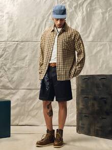 Norleigh Casual Washed Dark Blue Relaxed Fit Knee-Length Denim Shorts, Spring/Summer Cargo Pants - Blue - View 5