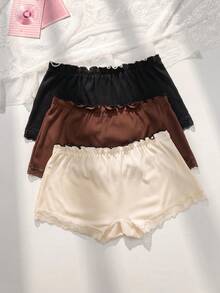 PetitDoll 3er Set lässige Spitzen-Patchwork Rippel-Shorts - Verschiedenfarbig - Übersicht 3
