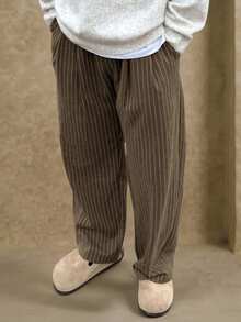 DAZY Pantalones rectos casuales con cordón en la cintura y rayas para hombres, para el otoño, vacaciones de otoño - Beis - Ver 10