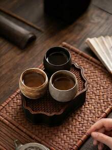 Cirelle 1pc Japanese Ceramic Teacup - Handcrafted Tea Cup Without Handle, Asian Retro Coarse Pottery Cup For Loose Leaf Tea, Macha, Sake & Kung Fu Tea Ceremony - Multicolor - View 8