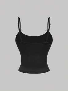 SHEIN MOD Women Fashionable Letter Rhinestone Bow Embellished Camisole Top - Black - View 6