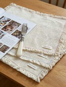 Haus Hana 1pc American Style Thick Thread Fabric Napkins, Raw Edge Textured Table Mats, Food Photography Backdrop Prop For Styling Shooting - Multicolor - View 5