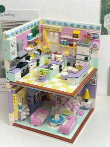 Luxury 639 Pcs Mini Building Blocks Set, Stress Relief Creative House Puzzle Toy For Adults, Exquisite Bedroom Scene Model With Stickers, Decorative Desktop Ornament, Perfect Birthday Gift, Fun DIY Assembly Game Kit For Home Decoration - Multicolor - View 8
