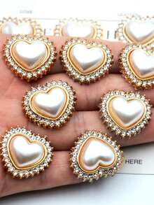 50Pcs 30Pcs 25mm Heart Shaped Crystal Stone Faux Pearl Decor Mix For Home Clothing DIY Jewelry Making Supplies Craft Beads Accessory - 25Mm heart - View 2