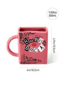 Mean Girls | SHEIN 11.83oz/350ml 《Burn Book》靈感方形陶瓷馬克杯，粉色創意書本造型咖啡杯，獨特飲具，適合粉絲，居家、辦公室與送禮首選 - 粉色 - 查看 7