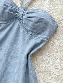 Elamini Women's Denim Strapless Tube Dress - Blue - View 5