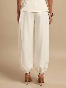 SHEIN BAE Spring/Summer Solid Apricot Color Suit Lantern Pants Women Long Pants - Apricot - View 2