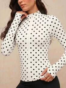 Activina Women's Versatile Fashion Polka Dot Print Zipper Long Sleeve Sports Jacket - Multicolor - View 6